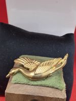 Brosche Schwan goldfarben Metall guter Zustand