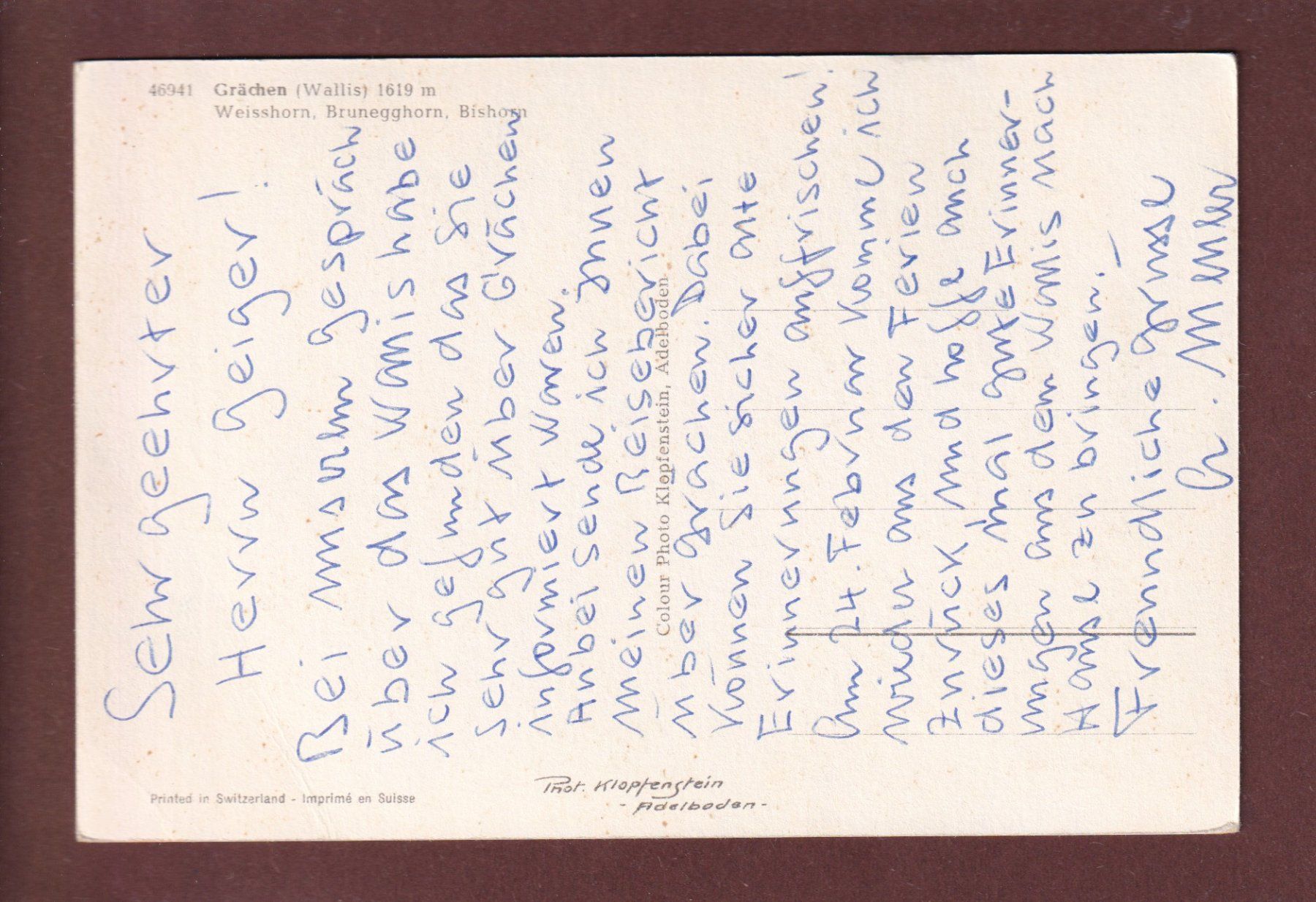 Cartoline postali: GRÄCHEN – Usato da Pully venduto da nicecards 1
