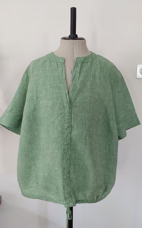 Bluse Tunika Leinen grün XL
