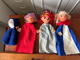 4 vintage Handpuppen Karsperli theater 1960/70er