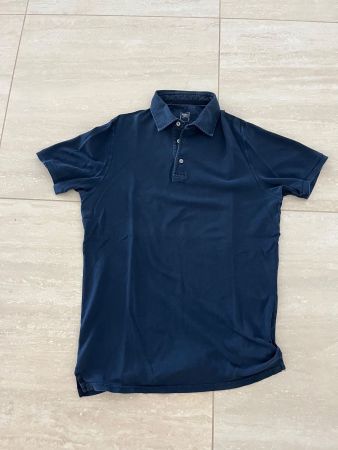 Fedeli navy pique short-sleeve polo