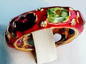Anelli: Ring rot emailliertes Silber Edelsteine – Nuovo (secondo la descrizione) da Zürich venduto da benedikt12 4