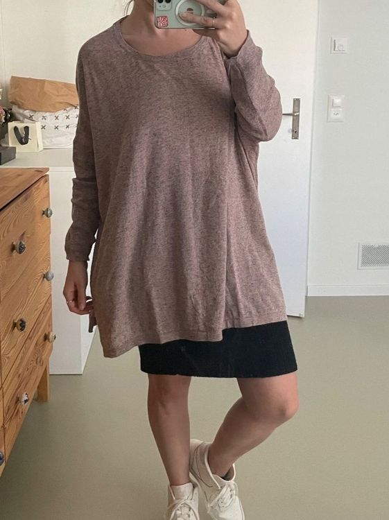 VERO MODA Oversize-Pullover in rosa/grau meliert L (Gebraucht