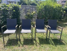 Gartensessel 4er Set Anthrazit Metall Holz stapelbar guter Z