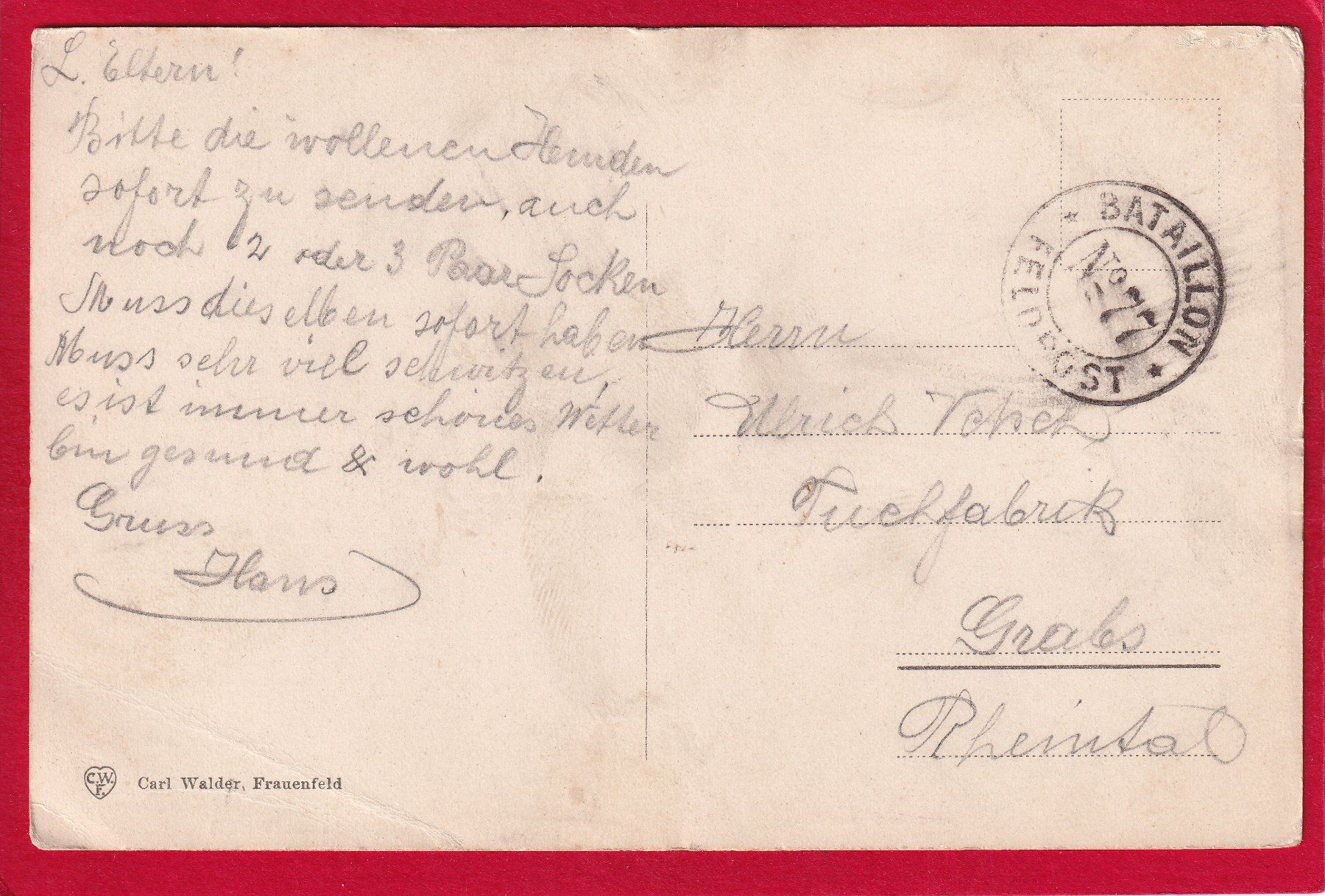 Cartoline postali: AK HÜTTWILEN – Usato da Grüningen venduto da Kartensammler 1