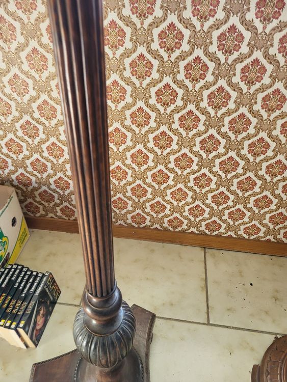 Pied De Lampe Ancien En Olivier Tourné – Vintage 1980 – Pièce Unique, Fait Main, 30cm