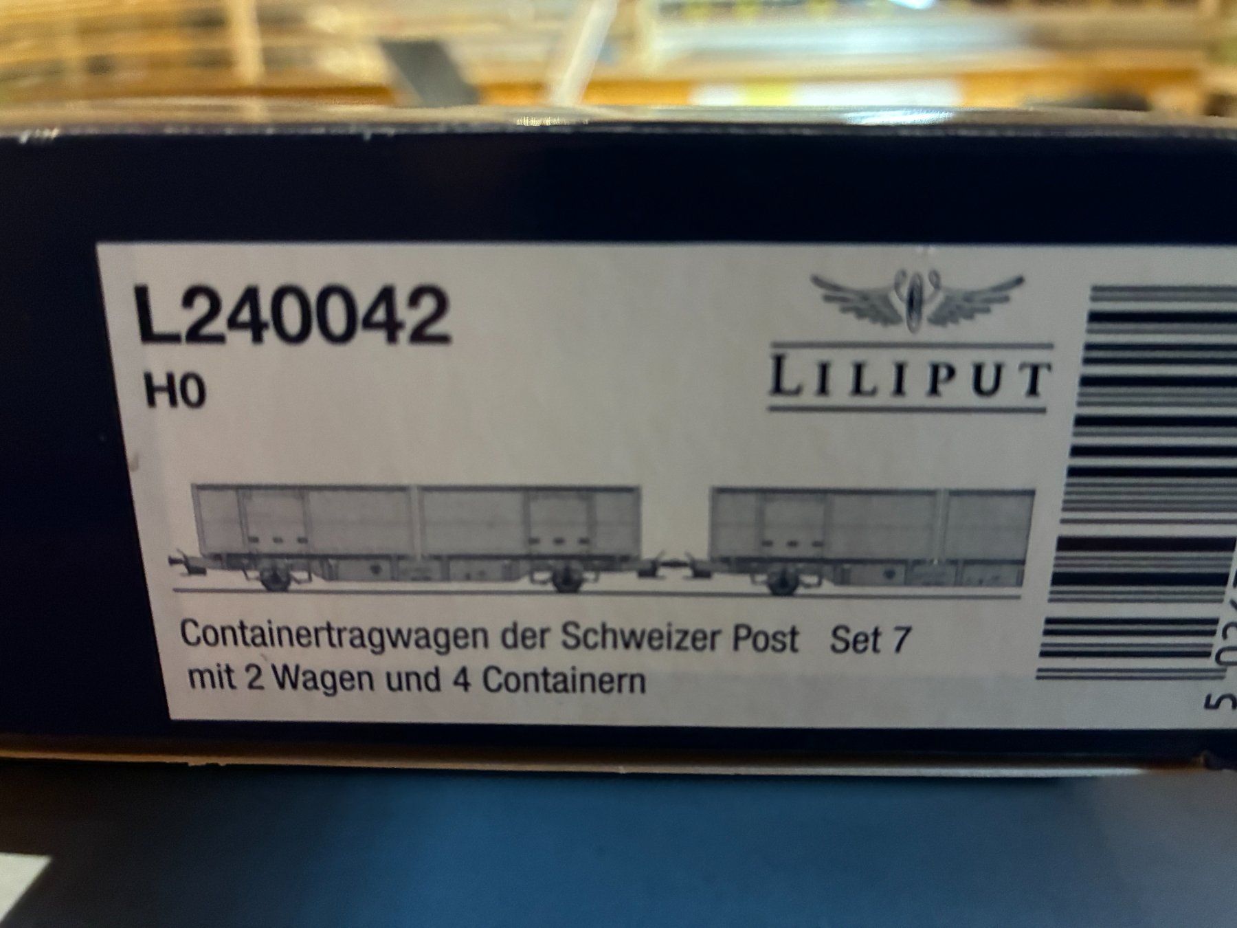 Liliput Modellini di ferrovie: SBB Containertragwagen-Set 7 "Schweizer Post"/Liliput 240042 – Nuovo (secondo la descrizione) da Kölliken venduto da Tbutz