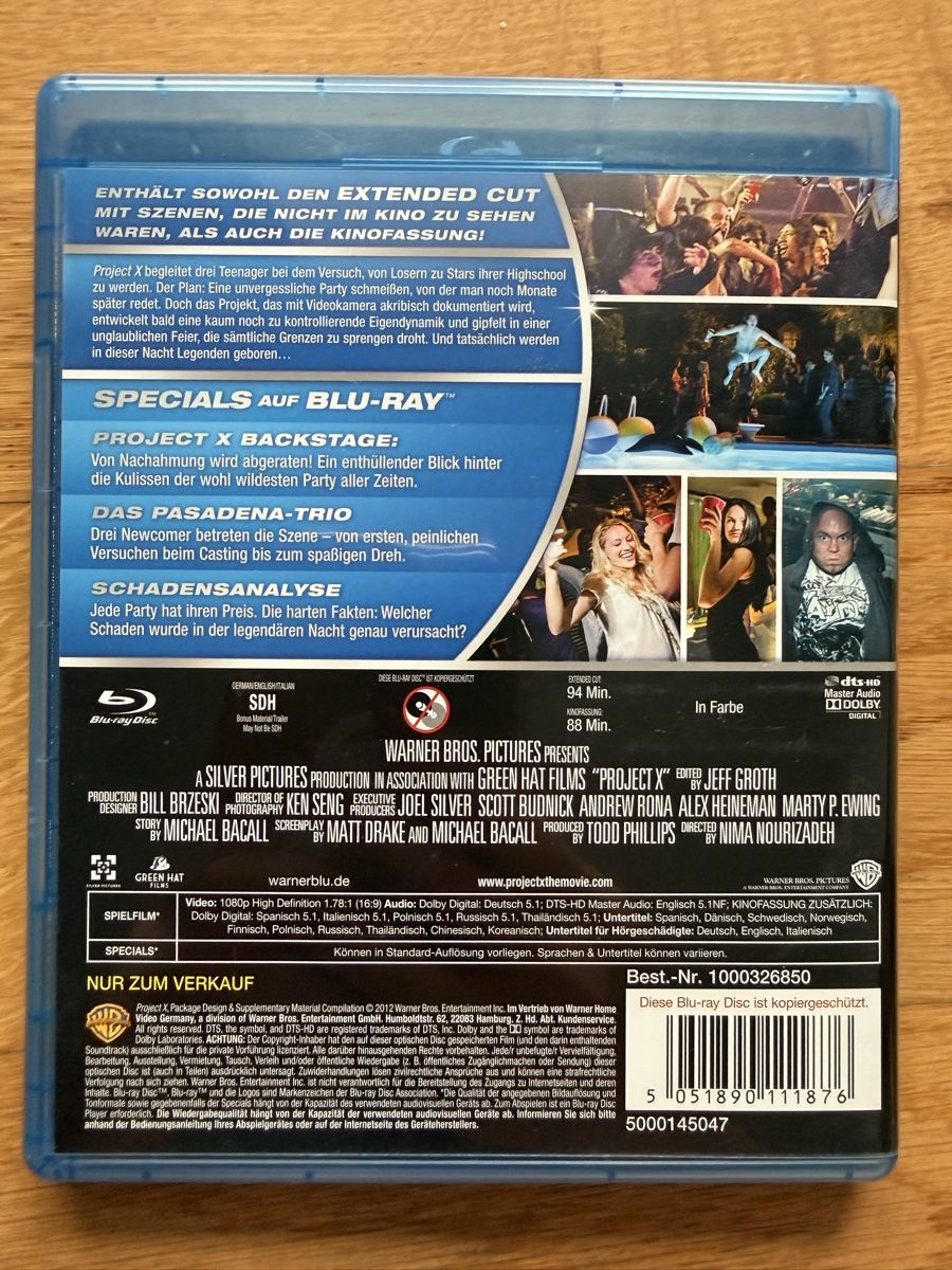 Tous les DVDs: Project X (2012) Blu-ray Extended Cut – D'occasion à Kölliken par nerdorado 1