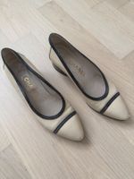 Chanel Schuhe Gr. 37 Beige Schwarz Vintage Ballerina Pump