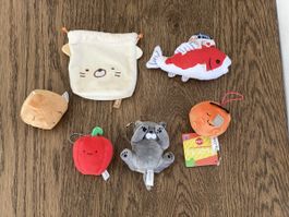 Plueschtier Set 5 Stück + 1 Beutel Gemüse Japan Koifisch