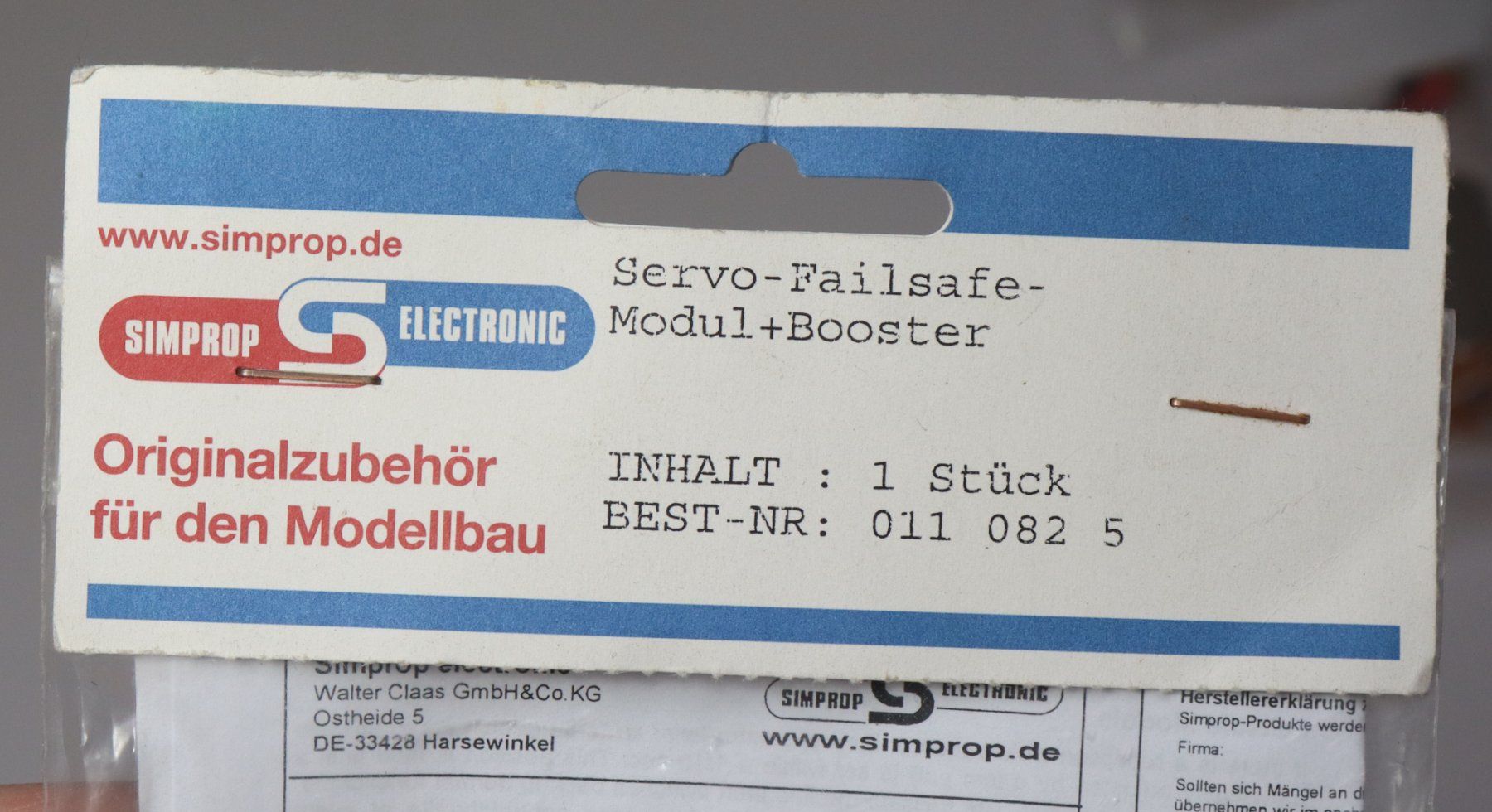 Simprop Modellismo RC: Simprop Servo Failsafe Modul 011 082 5 – Nuovo e nell'imballaggio originale da Frick venduto da volvo850driver 2