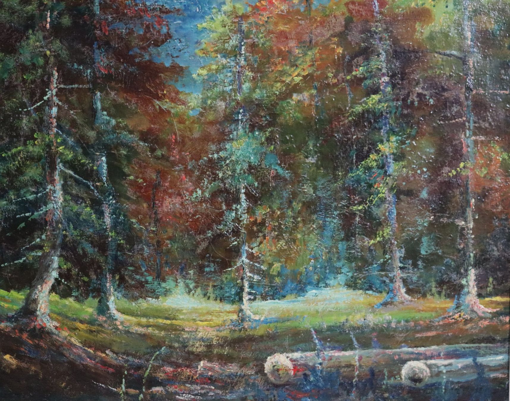 Gemälde: Waldlandschaft, Gemälde Oel auf Leinwand, "Farb-Studie" – Gebraucht aus Zug von Kunst-Fundgrube 2