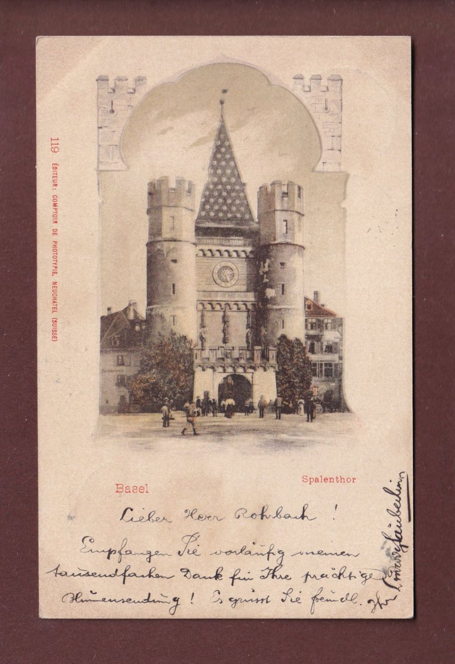 Cartoline postali: BASEL - Spalentor - 1899 CPN – Usato da Pully venduto da nicecards