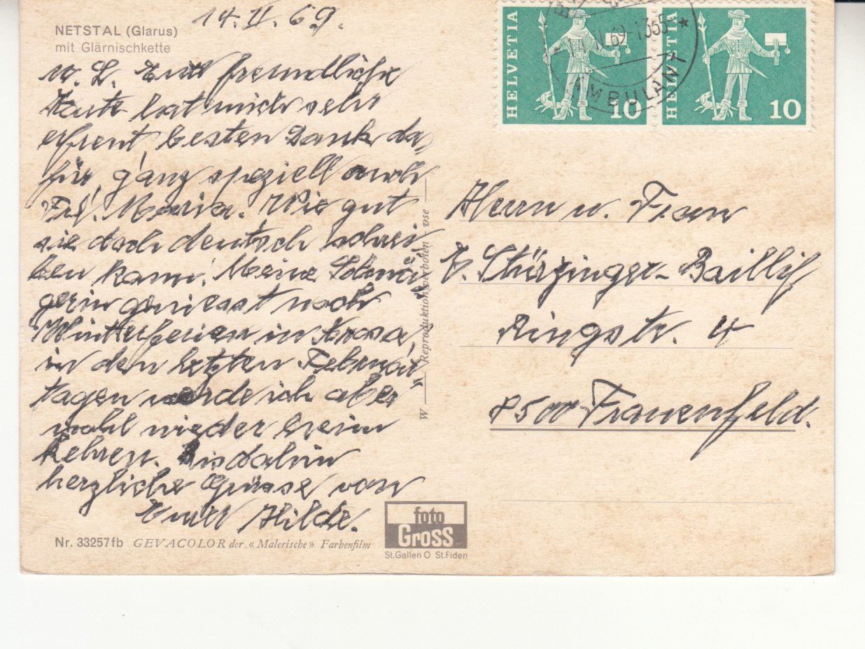 Ansichtskarten: Netstal 1969 – Gebraucht aus Bürglen TG von StampGraf 1