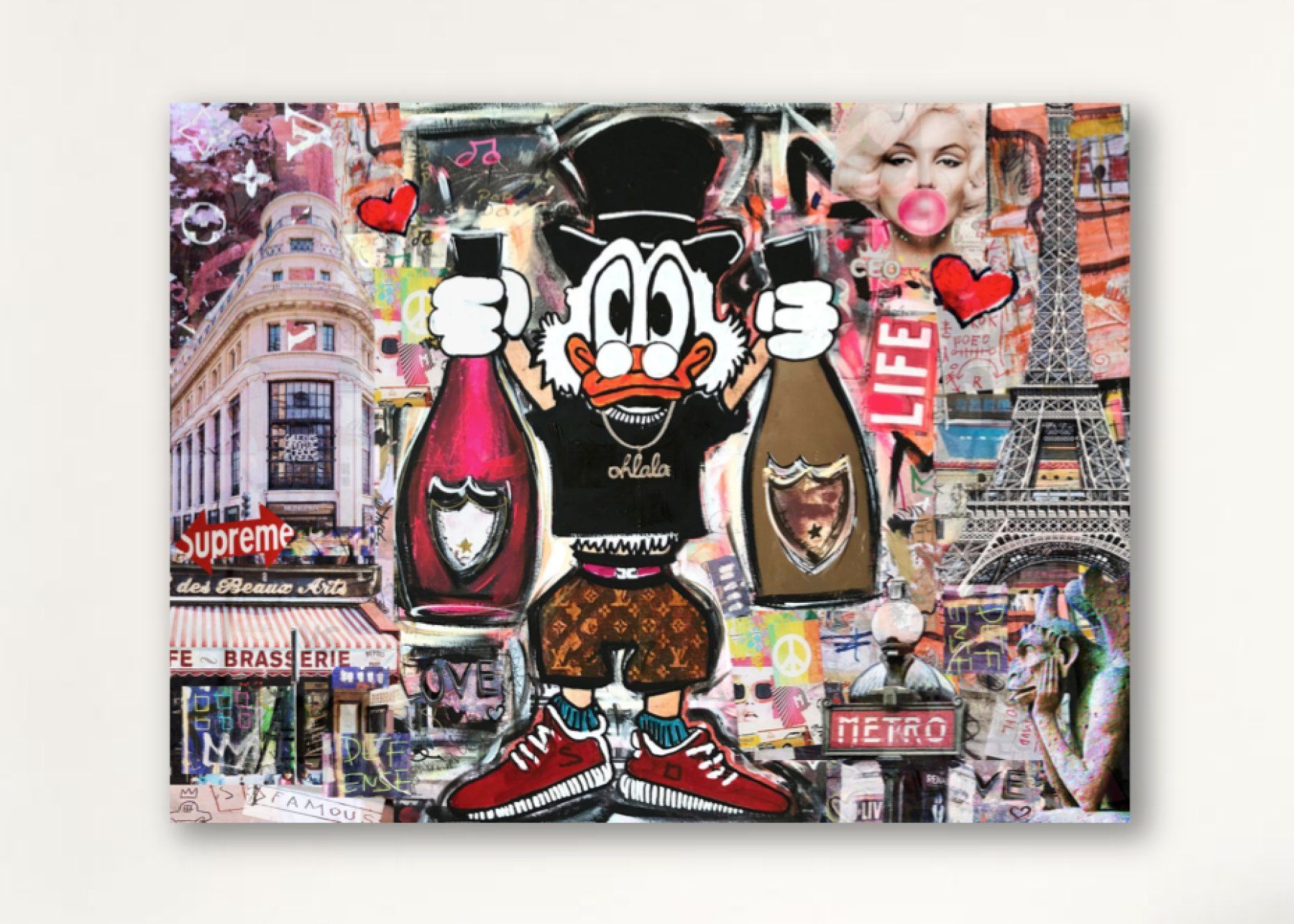 Foto & Immagini: Pop Art Kunst Dagobert Duck Paris Champagner Bild Eiffel – Nuovo (secondo la descrizione) da St. Niklausen LU venduto da Stefan_Bammert_Art