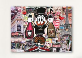 Pop Art Kunst Dagobert Duck Paris Champagner Bild Eiffel