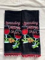 2 Christmas Towels Spreading Christmas Cheer Pompoms New
