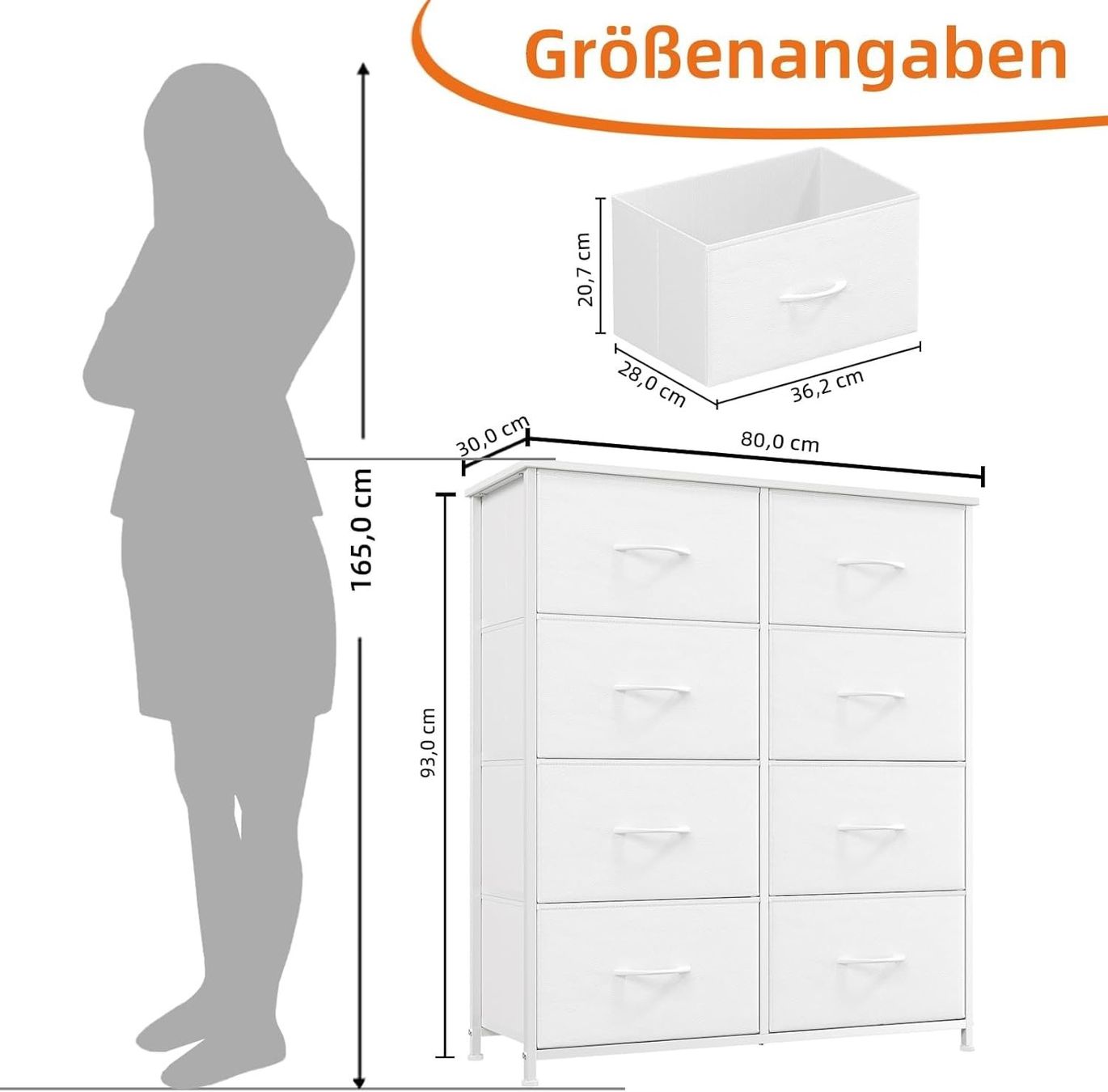 Cassettiere: Kommode mit Schubladen Stoffkommode 8 Schubladen Weiss – Nuovo e nell'imballaggio originale da Schaffhausen venduto da AllesMussRaus90 2