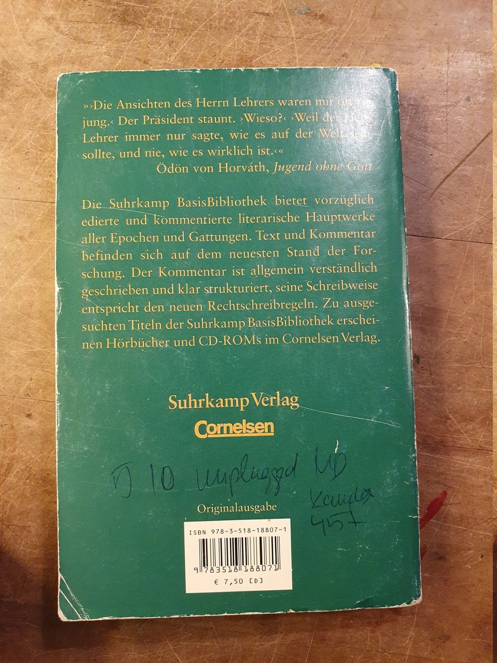 Libri: Jugend ohne Gott - Ödön von Horvath – Usato da Zürich venduto da loosebone 8