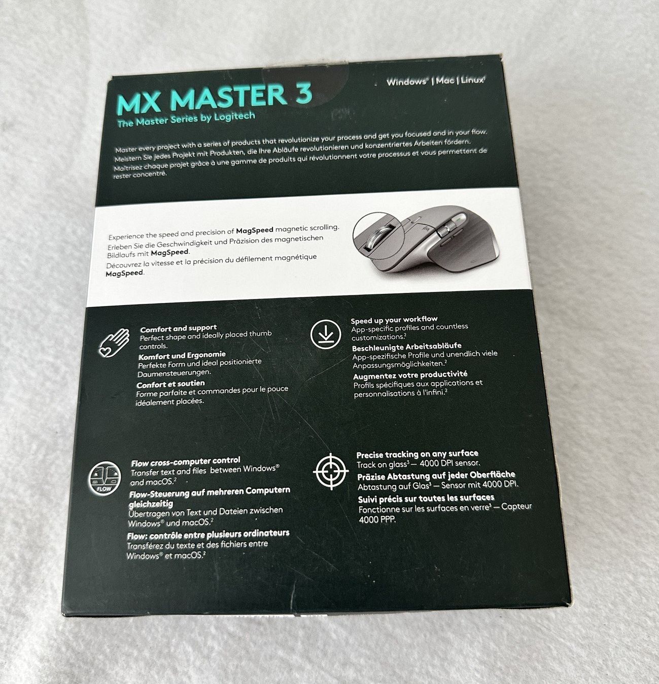 Logitech Mouse: Logitech MX 3 Master High-End Bluetooth Maus – Mid Gray – Nuovo e nell'imballaggio originale da Abtwil AG venduto da MaVo.0710 1