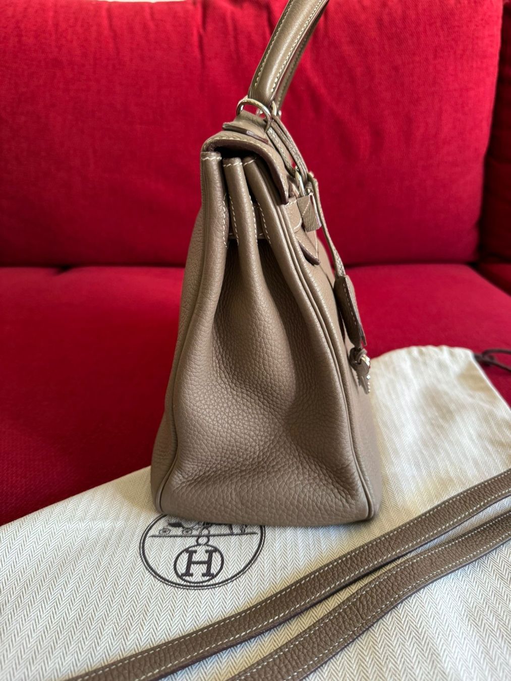 Hermès Borse da donna: Hermès Kelly 25 - Étoupe / Palladium – Usato da Reinach BL venduto da Yugi-Cards 1