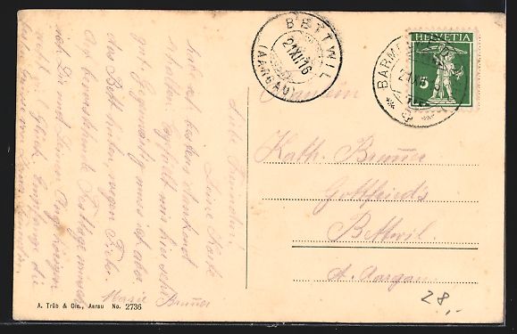 Cartoline postali: AK Aarau, Aarg. Heilstätte Barmelweid – Usato da Berlin venduto da bartko-reher 1