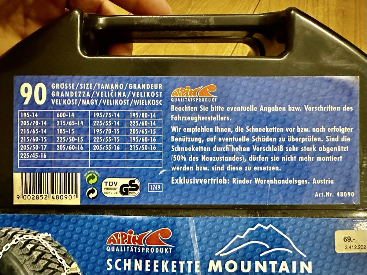 Catene da neve: Schneeketten Grösse 90 – Nuovo e nell'imballaggio originale da Richterswil venduto da Model500 3