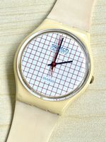 Swatch Sammeln weiss kariertes Zifferblatt gebrauch