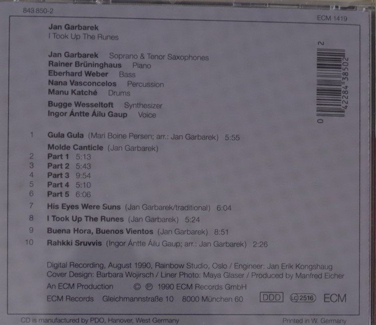 CD: Jan Garbarek - I Took Up The Runes – Usato da Luzern venduto da CONTENTI 2
