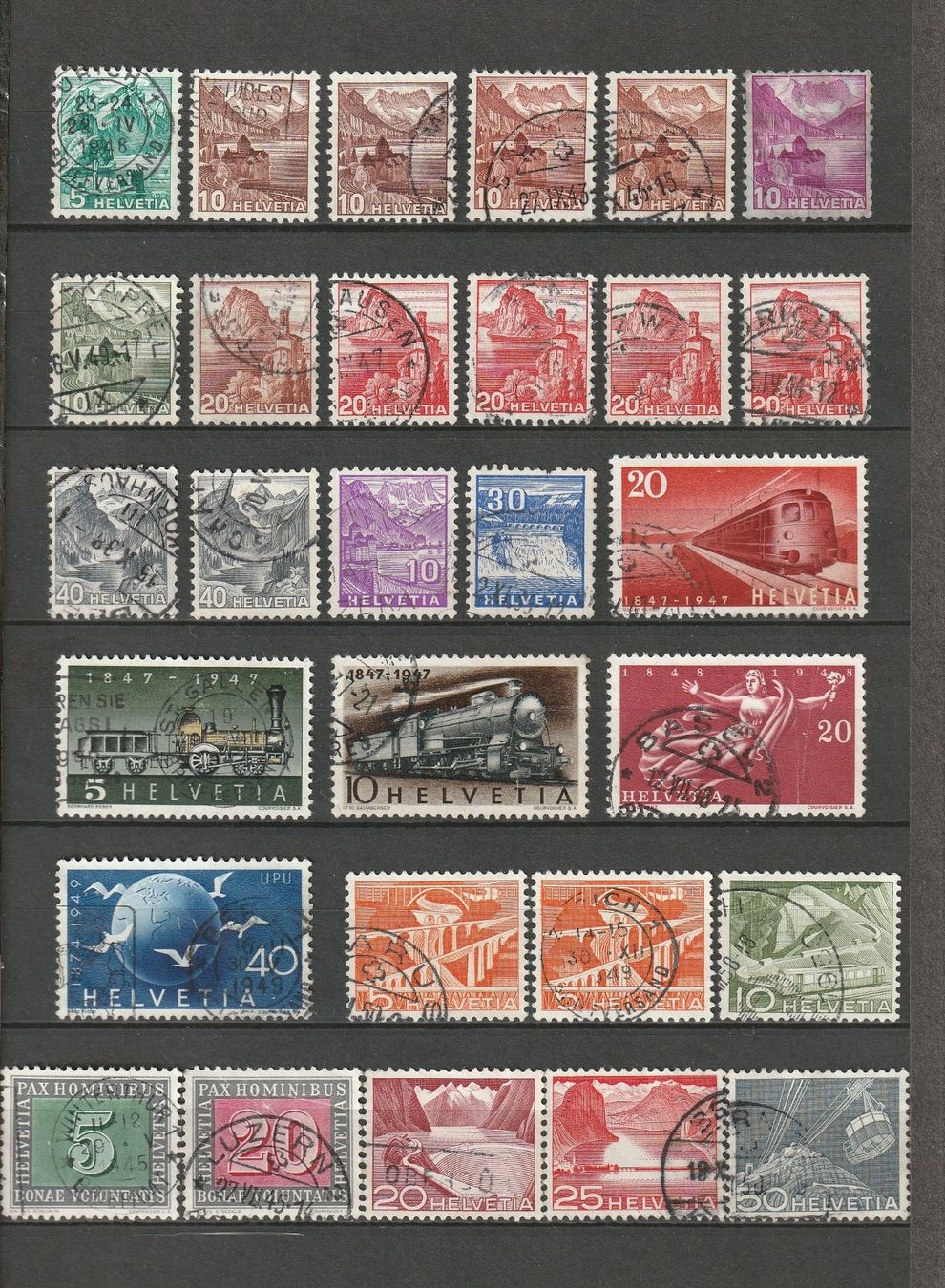 Tutti i francobolli: 89 alte Schweizer Briefmarken 1850 - 1949 – Usato da Basel venduto da chrisKB 2