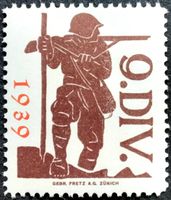 Soldatenmarke 2.WK, 9. Division, 1939 orangerot, Wi Kdo 84c