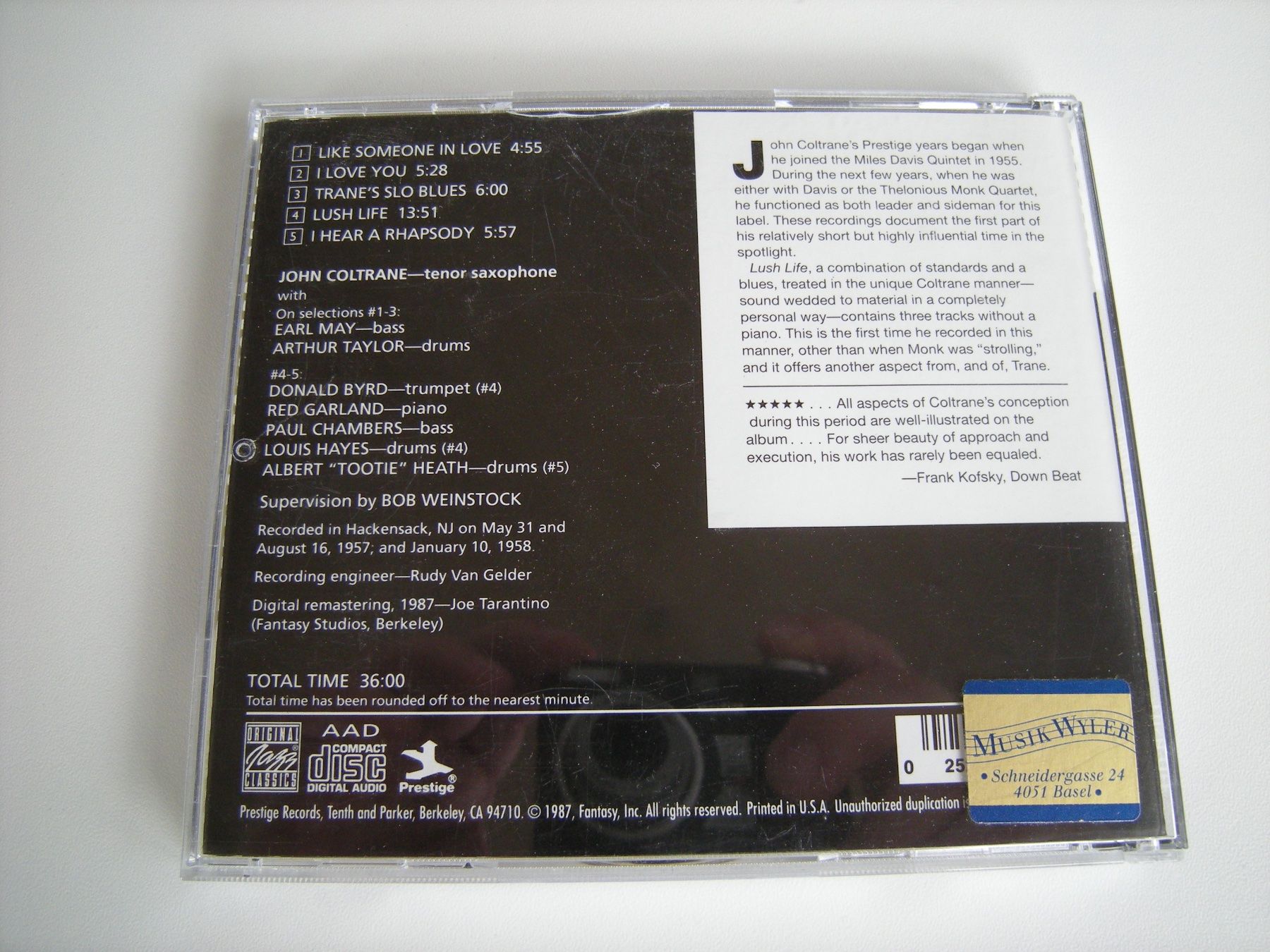 CD: JOHN COLTRANE - Lush Life – Usato da Basel venduto da Ceebee62 1