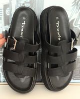 Tamaris Plateau-Sandalen / Slides in Schwarz - Größe 39