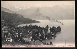 Oberhofen, Ortsansicht mit Eiger, Mönch
