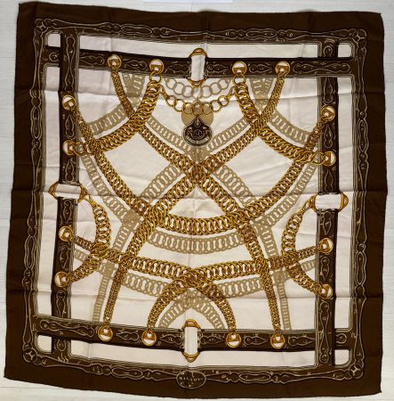 Luxus Hermès Seiden-Foulard / Exquisites Ketten-Design