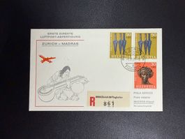 Erste direkte Luftpost Zürich - Madras 1975
