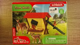 Schleich Farm World Futterstelle mit Tiere, Neu, OVP
