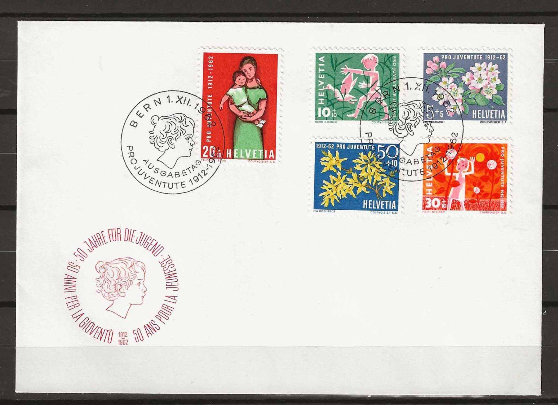 Tutti i francobolli: FJ062 - FDC Pro Juventute 1962 – Usato da Trélex venduto da Phil_Albert