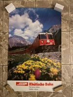 altes Plakat RhB Zug Bahn Poster Vintage Graubünden antik