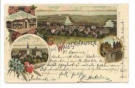 Gruss aus Walzenhausen (AR) Rheinburg - Bahnhof - Litho 1902