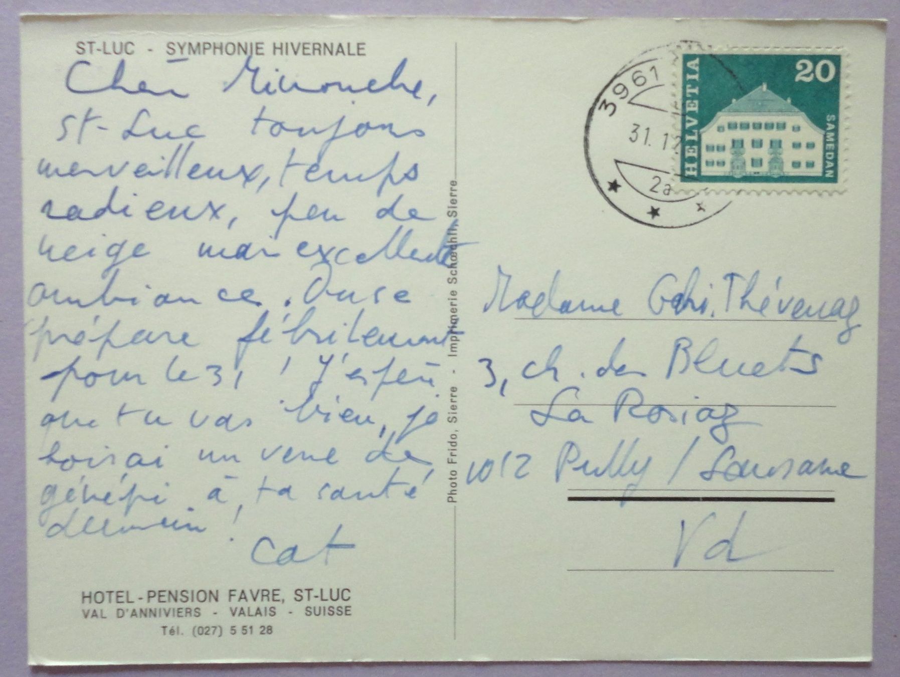 Cartoline postali: St-Luc en hiver – Usato da Fétigny venduto da Billy2miny 1