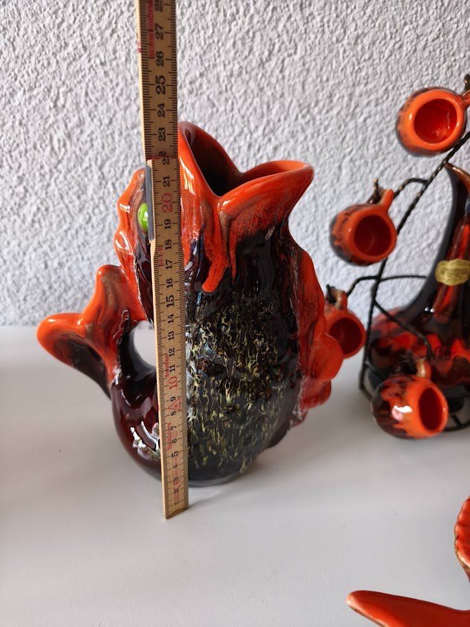 Caraffe: Vintage Set Keramik Fische Karaffe mit 8 Bechern Vallauris – Usato da Toffen venduto da Immo-Erben 4