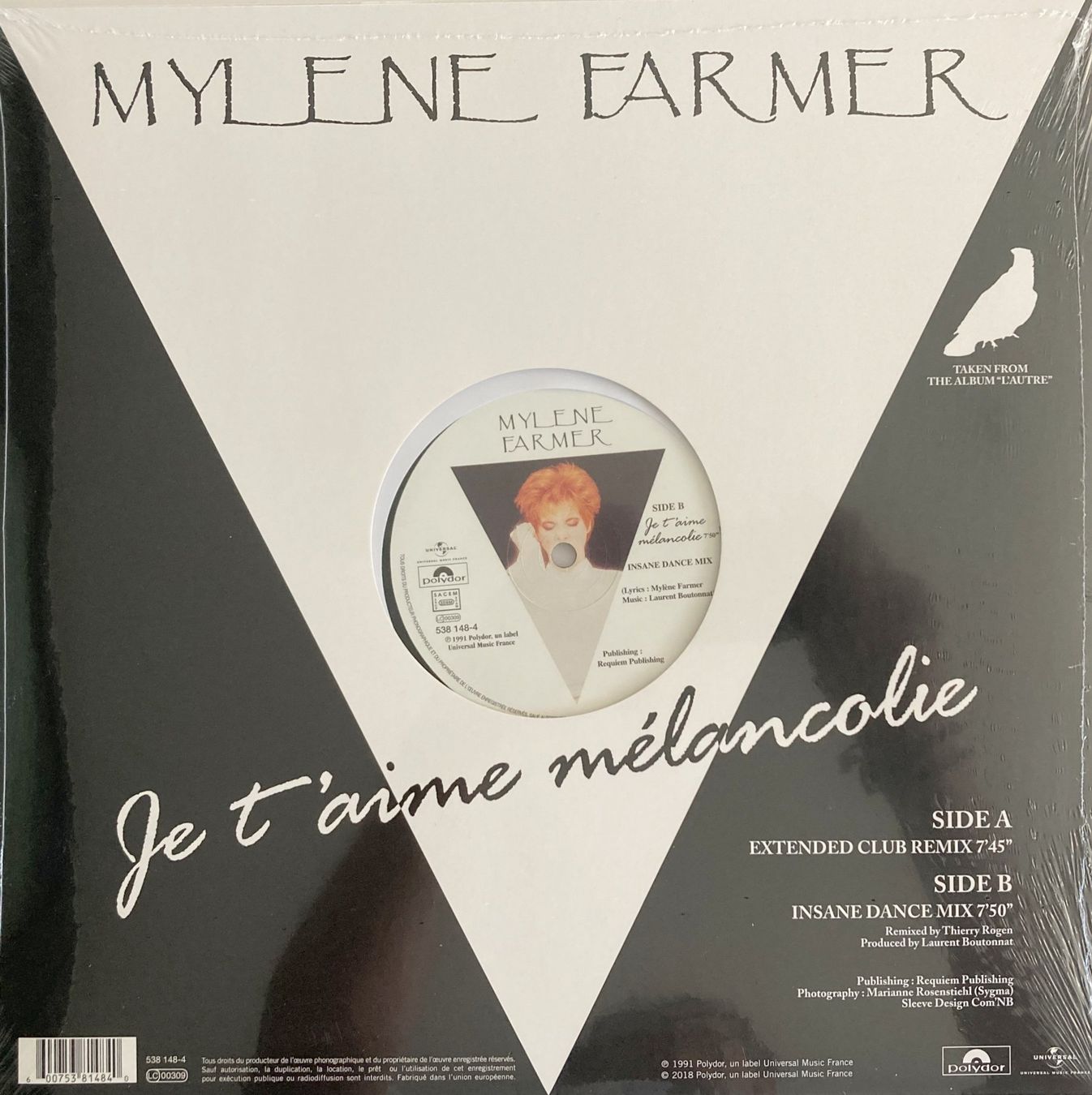 Dischi in vinile: MYLENE FARMER - JE T'AIME MELANCOLIE – Nuovo e nell'imballaggio originale da Bottens venduto da hotter-than-hell 1
