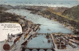 Der Zürichsee aus der Vogelperspective, gelaufen 1904