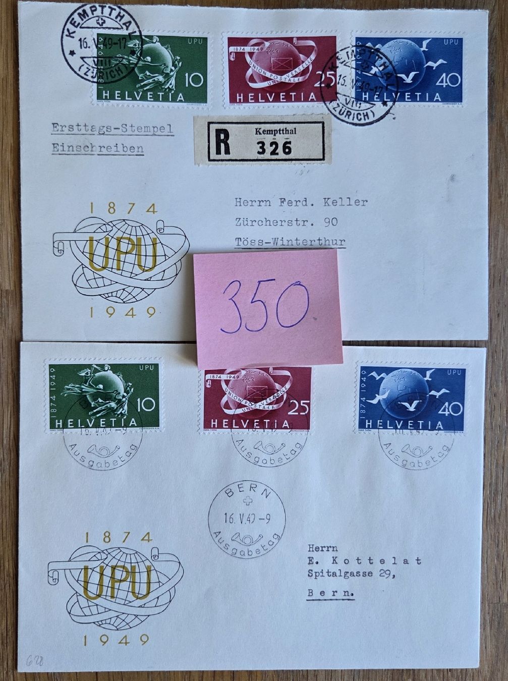 Tutti i francobolli: Alte Briefe von 1949 mit Schweizer Briefmarken - Top – Usato da Stans venduto da Ducati16