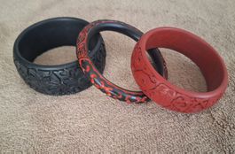 Versand möglich! 3 Vintage Armreifen geschnitzt asiatisch