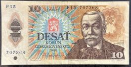 10 Tschechoslowakische Krone Banknote 1986