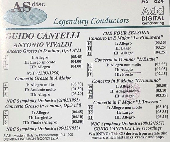 CD: Guido Cantelli (Vivaldi) – Usato da Grüningen venduto da azulblanco 1