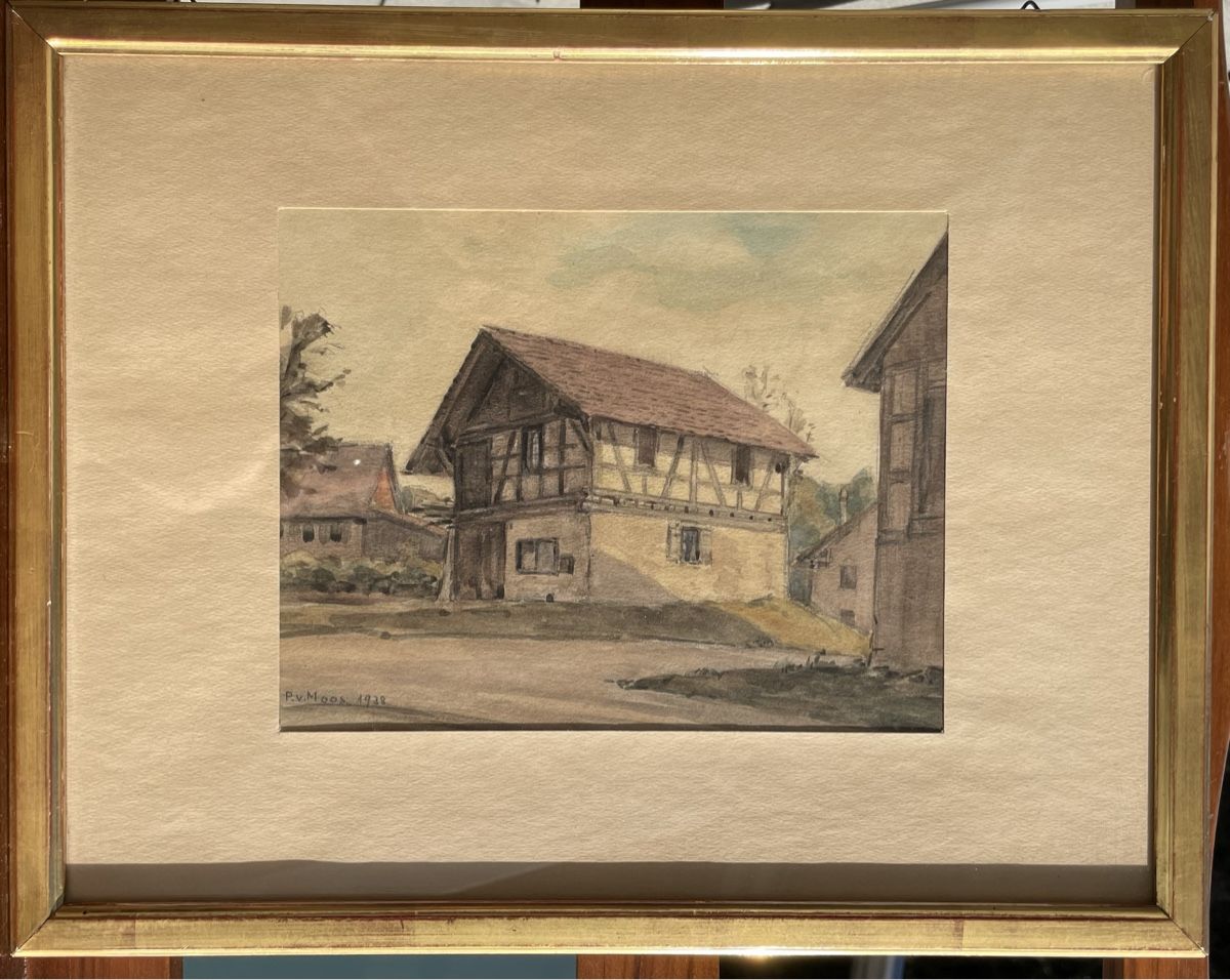 Gemälde: P. Von Moos Aquarell 1938 – Gebraucht aus Biel/Bienne von Galaq 2