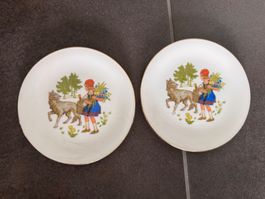 2 schöne alte Kinderteller Seltmann Märchen Rotkäppchen